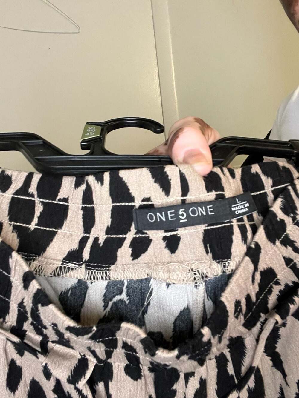 One 5 One Leopard Print Drawstring Wide Leg Pants